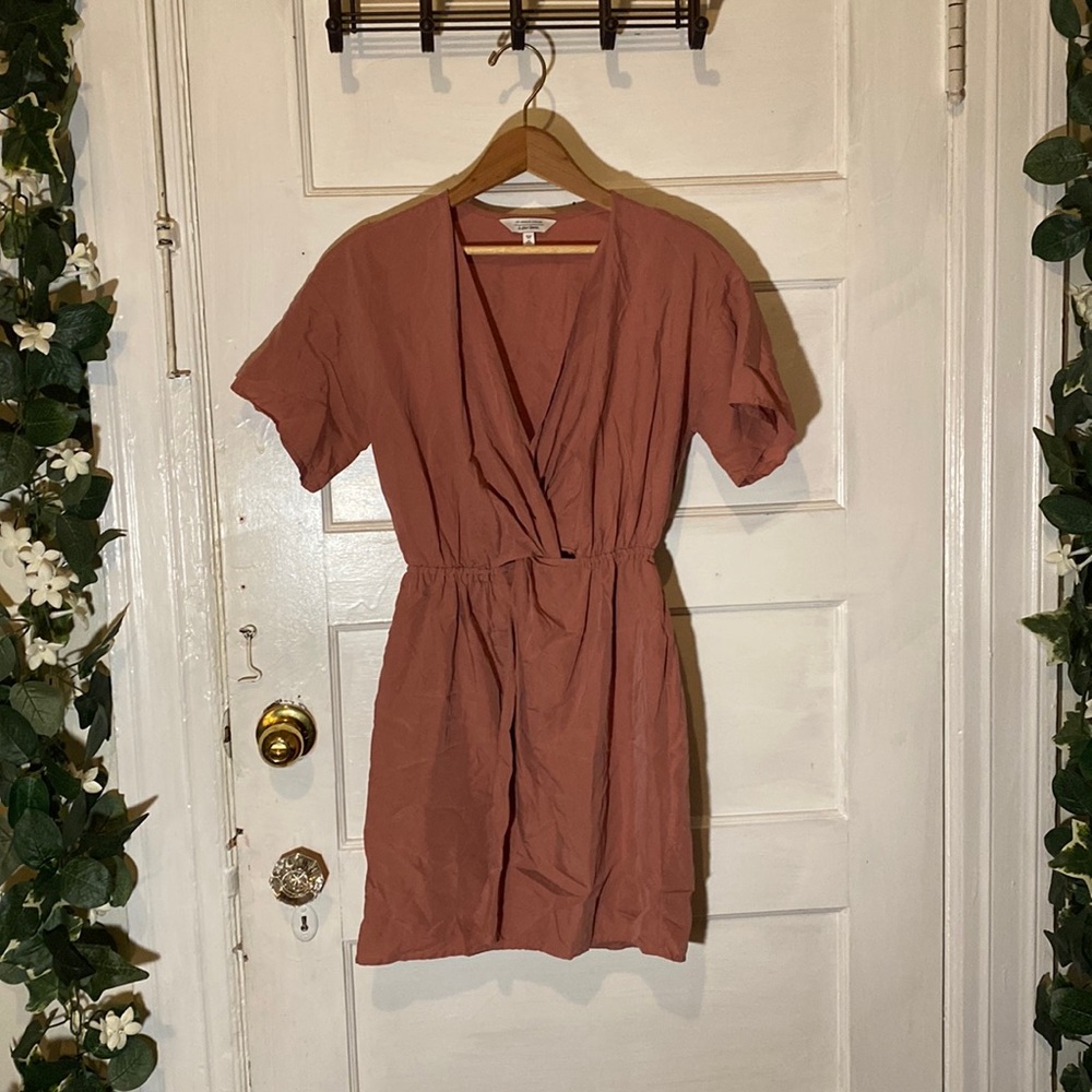 Coral Cross Over V neck Dress🌺